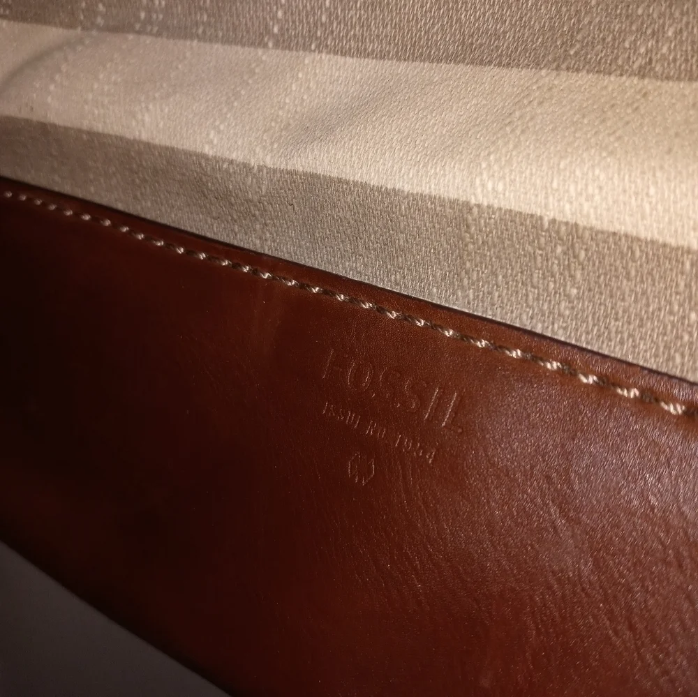 Vintage Fossil Striped Crossbody Briefcase/Satchel/Travel Bag w Pockets